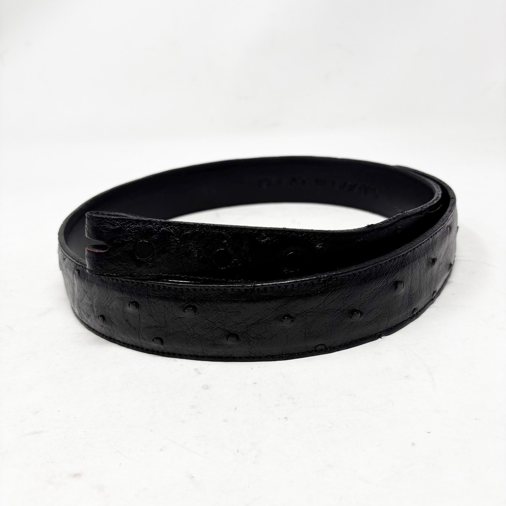 Great‎ W Boots Mens Black Faux Ostrich Leather Belt Size 40 Buckle Not Included - Picture 9 of 9